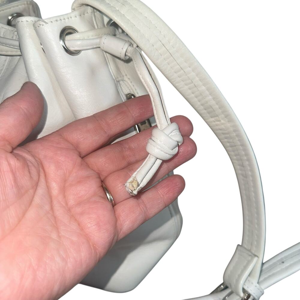 Tignanello White Leather Drawstring Crossbody Bag - image 5